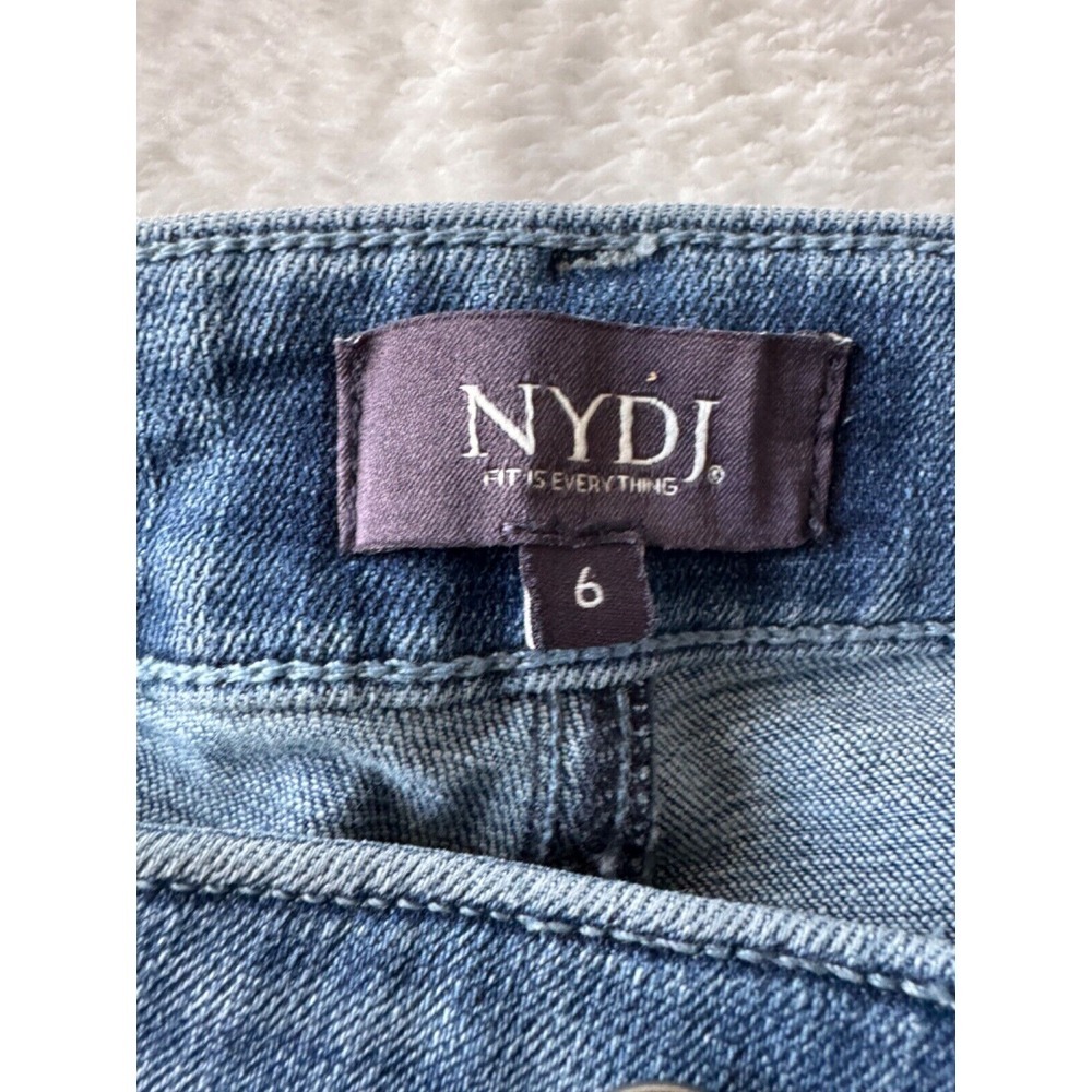 NYDJ Jeans Marilyn Straight Clean Horizon SZ 6 Ankle Raw Hem Multi Color Pockets - Picture 7 of 16